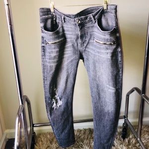 Men’s Black Acid Wash Denim Jeans